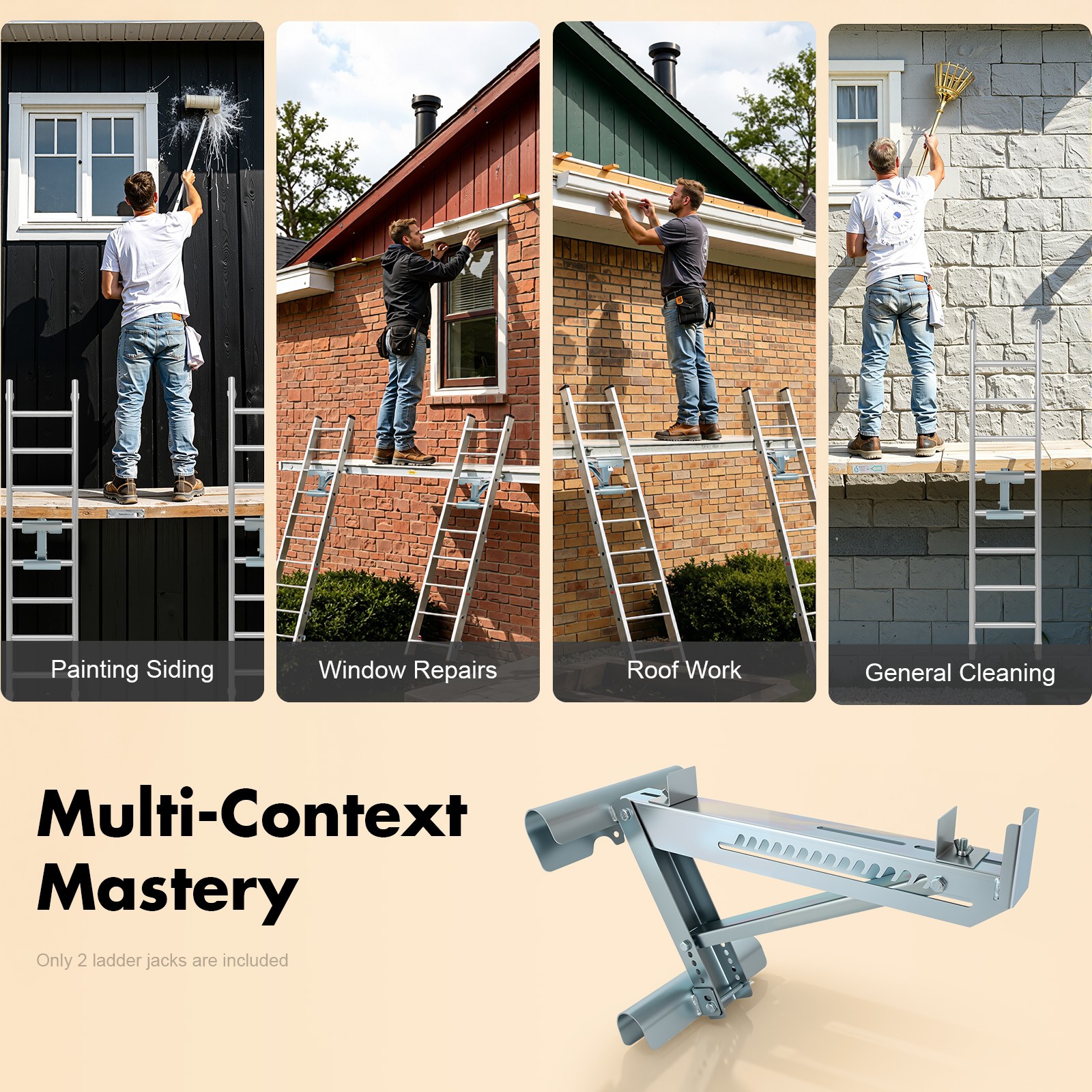 Pair of Heavy Duty Ladder Jacks 661lbs Capacity Scaffolding Bracket 2 Pcs US
