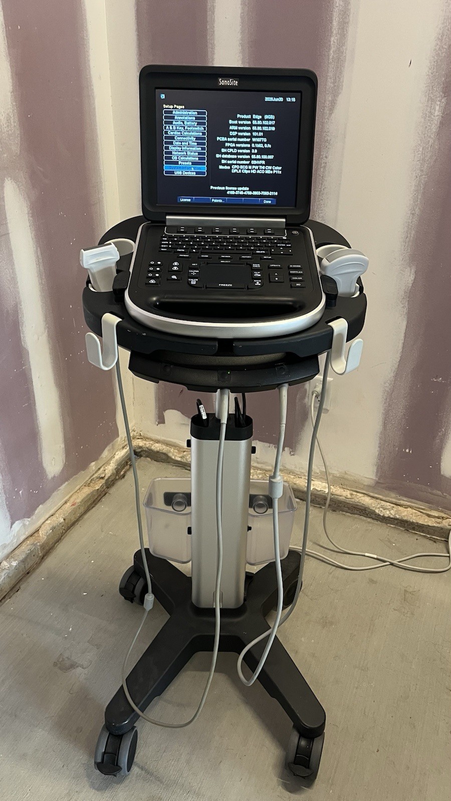 SONOSITE EDGE 2015-06 WITH TWO TRANSDUCERS AND ORIGINAL CART