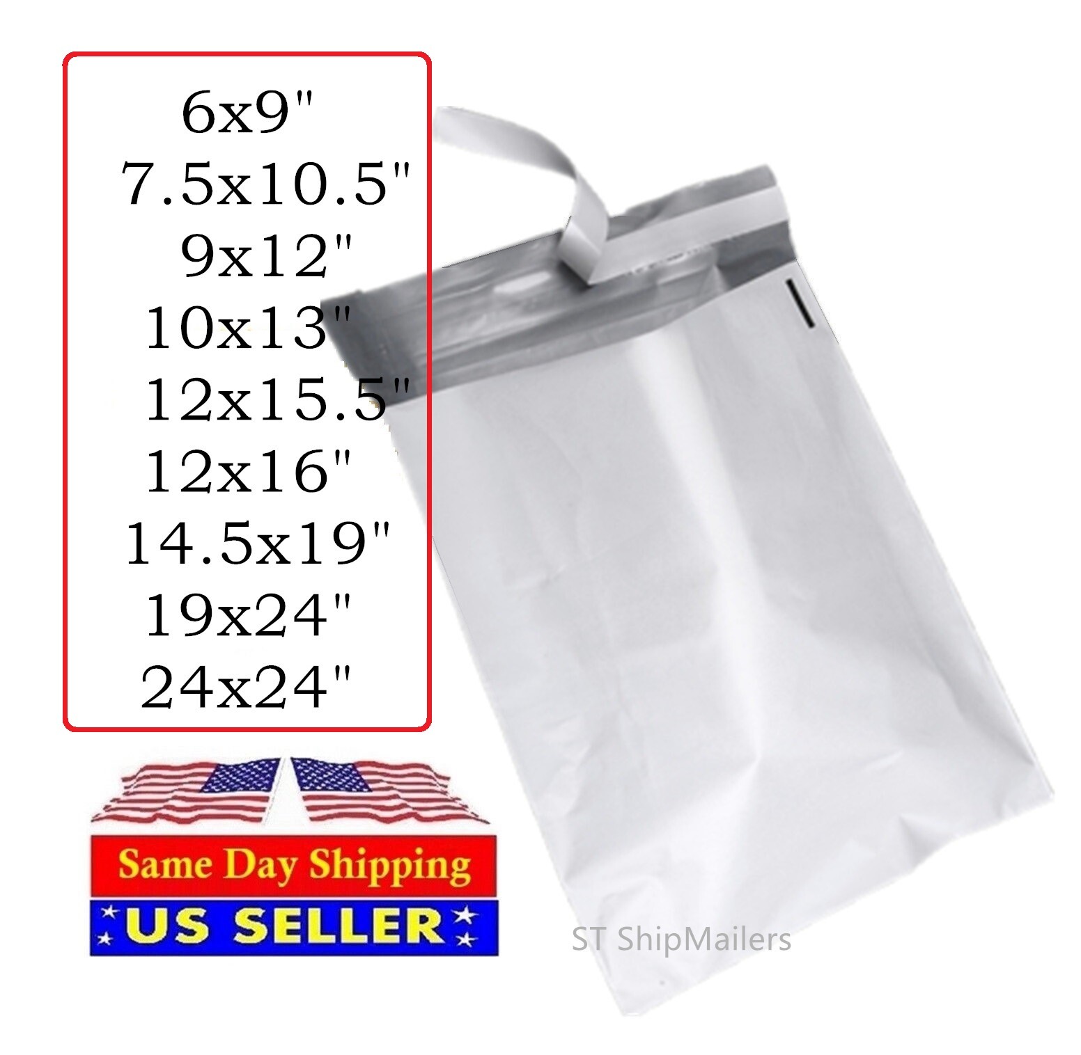 Poly Mailers 6×9 7.5×10.5 9×12 10×13 12×15.5 12×16 14.5×19 19×24 -ST ShipMailers