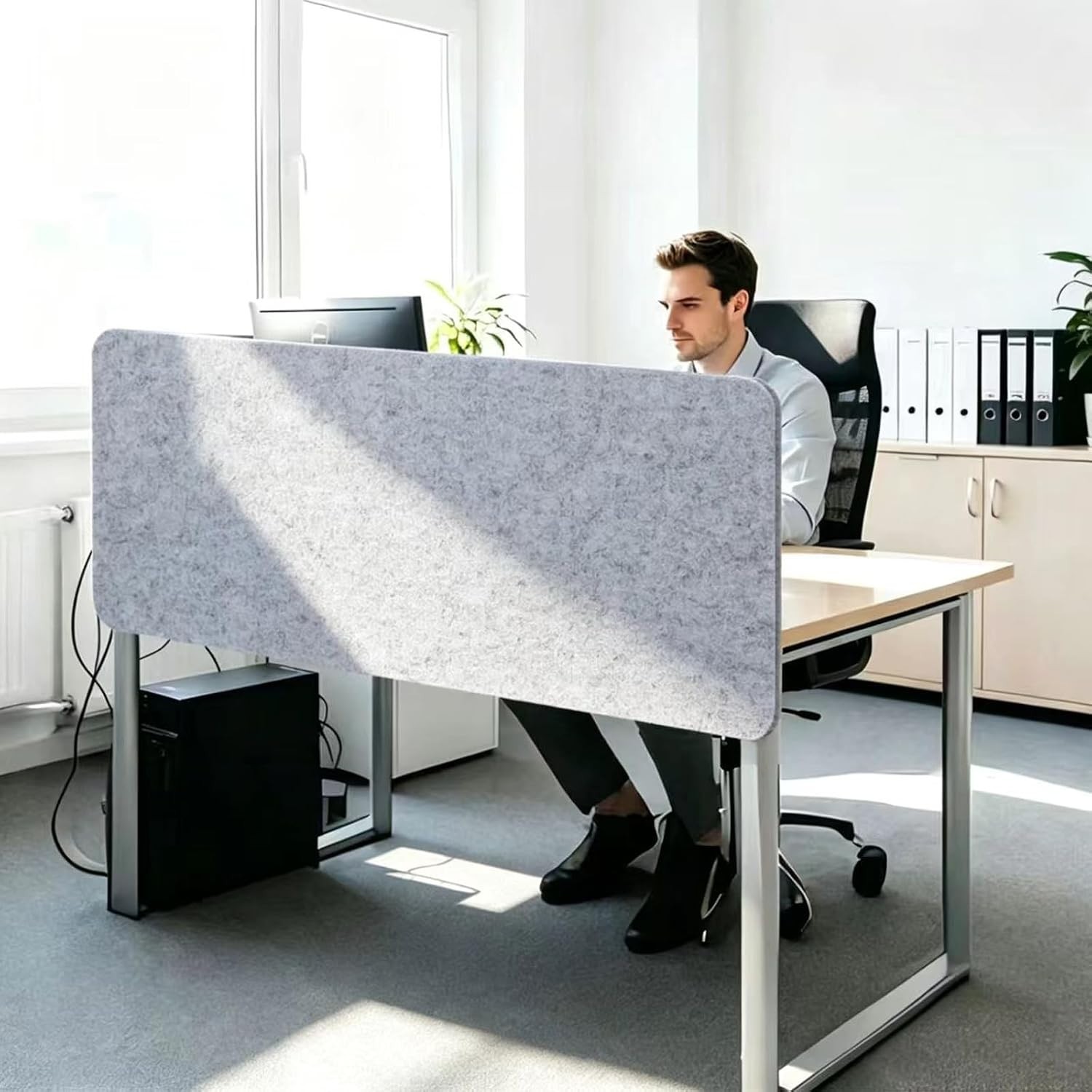 Office Partition, Sound Absorb Desk Divider, Desktop Privacy Panel Table Mounted
