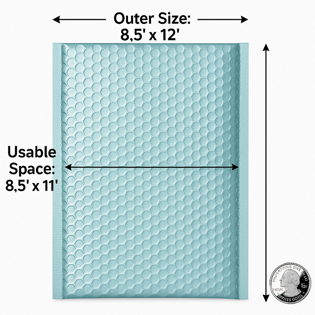 8.5×12 #2 Matte Metallic Bubble Mailers – Padded, Self-Seal, Waterproof, Durable
