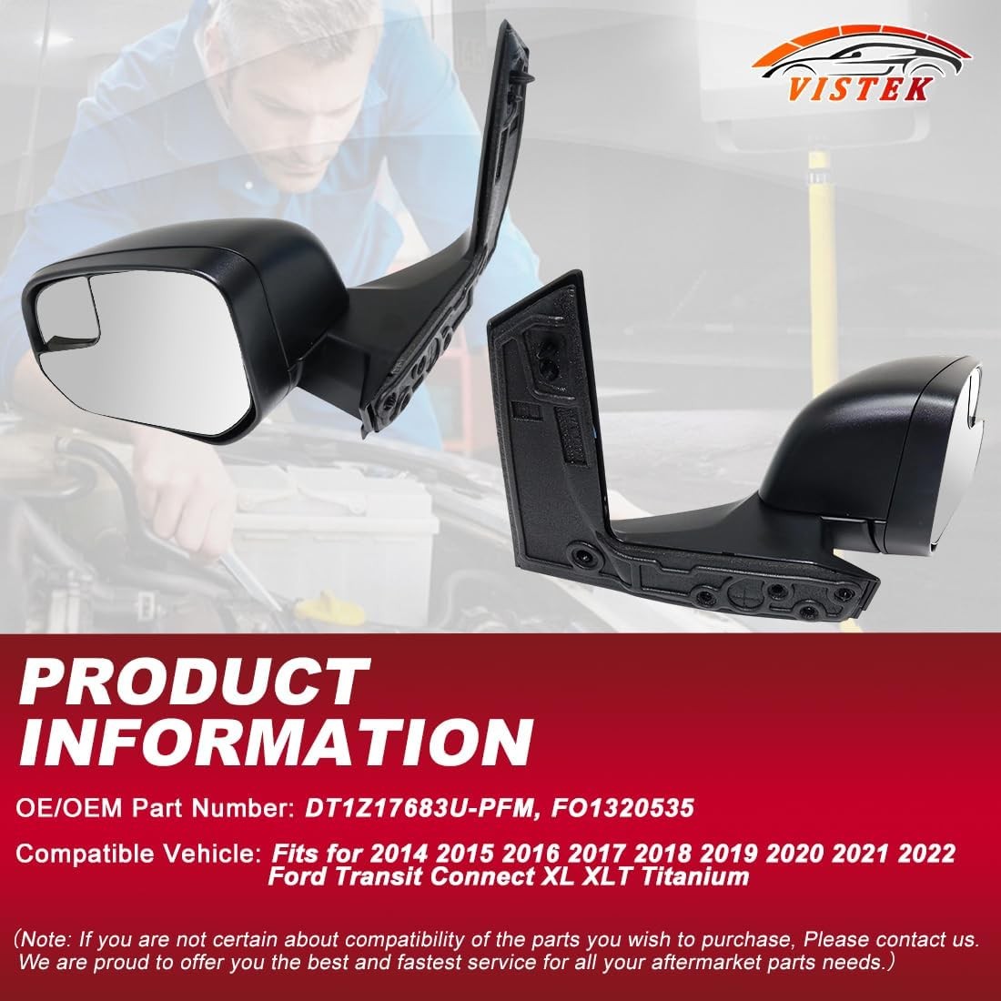 Passenger Right Side View Mirror FIT Ford Transit Connect 2014-2023 2024 – Power