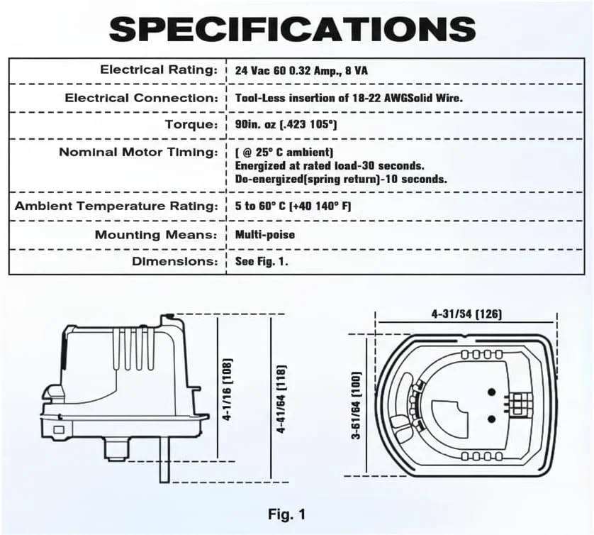 Honeywell M847D-ZONE/U Replacement Motor for Ard and Zd Zone Dampers, Compatible
