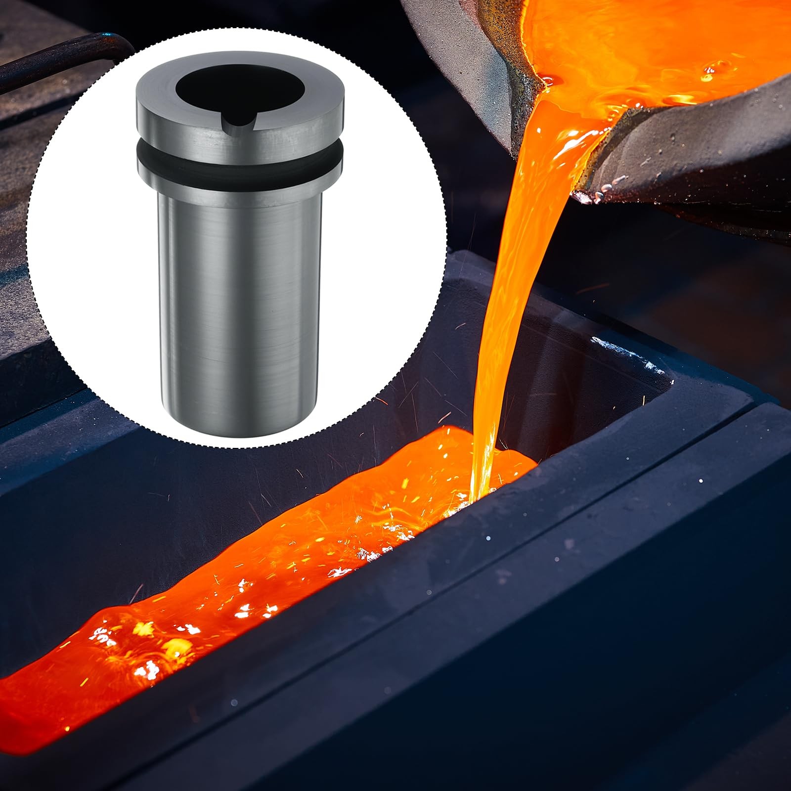 High Purity Graphite Crucible, 0.5kg, 35mm x 100mm H, Melting Gold, Silver, C…