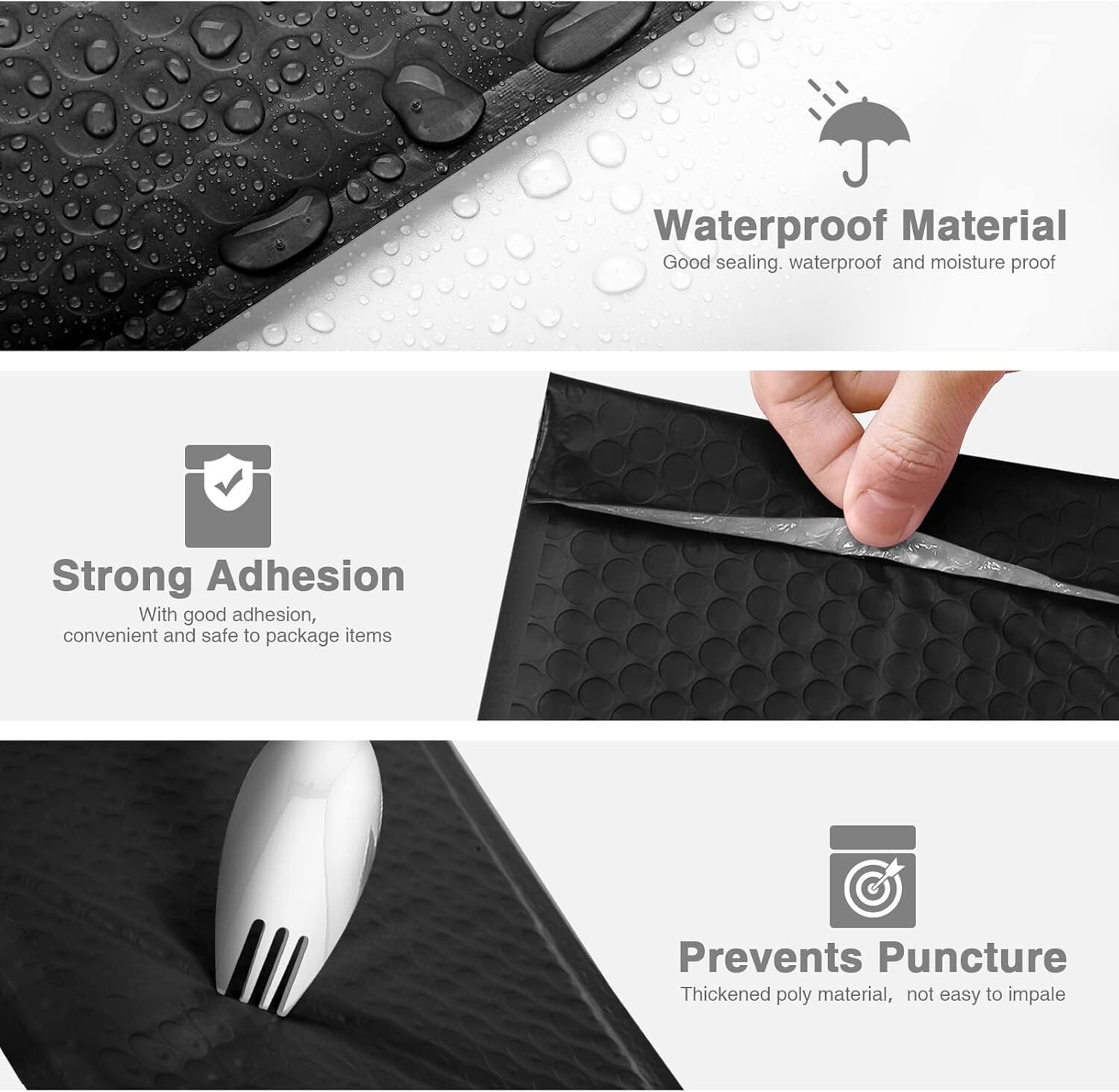 Jiaro Pack Poly Bubble Mailer Padded Envelope Mailing Bags 6×10″ 100Pcs Black