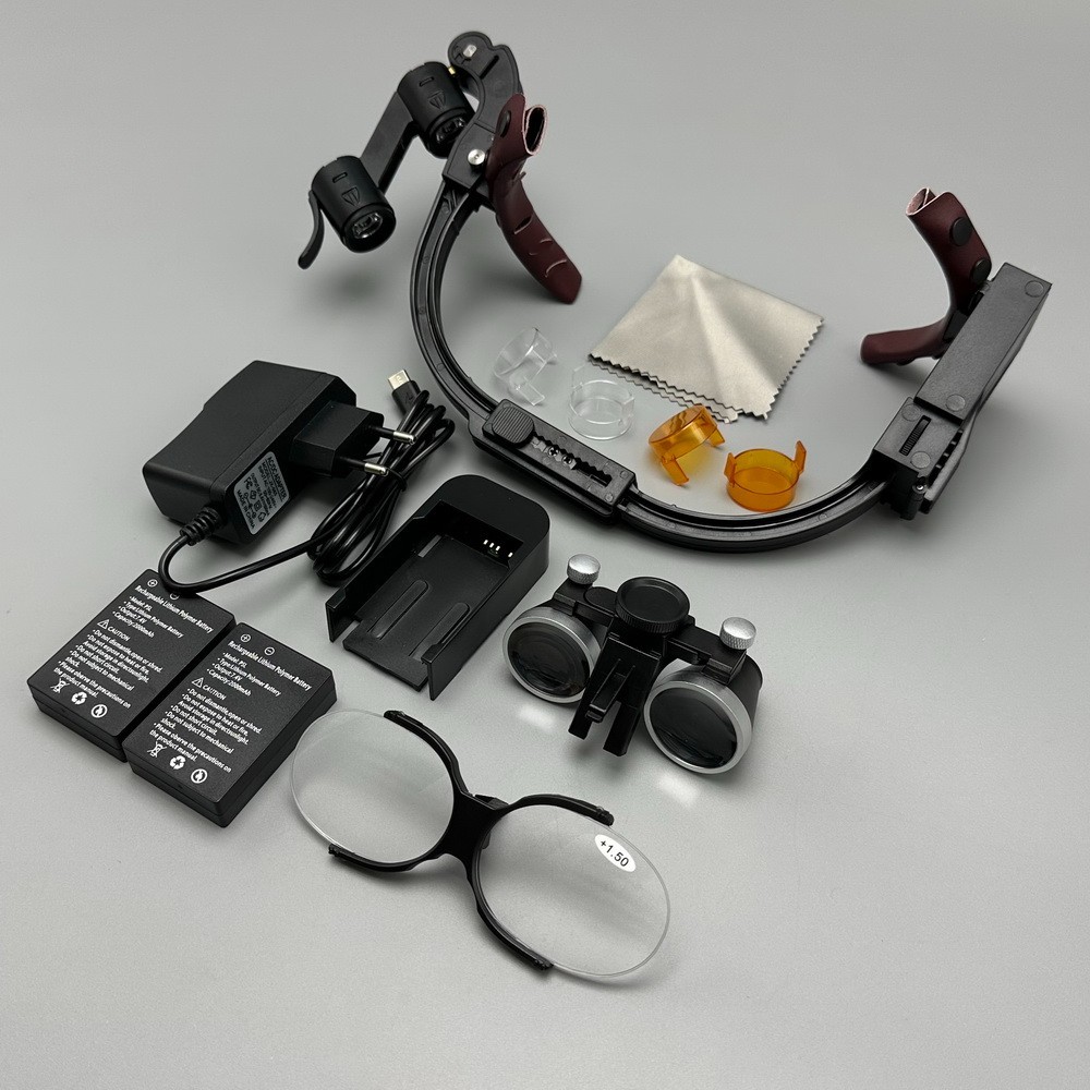 Dental Surgical Binocular Loupe Magnifier Glasses 3.5x Medical LED Head Light US