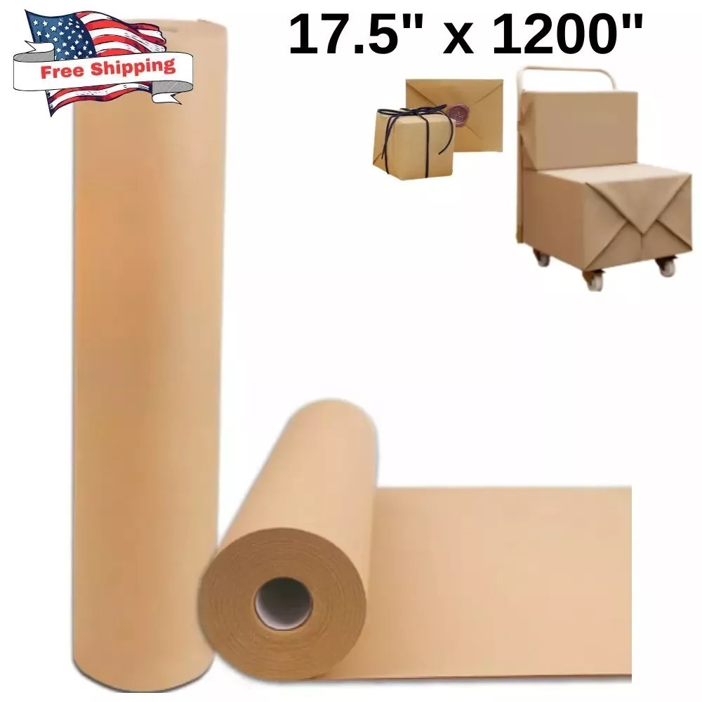 17.5″ x 1200” Brown Kraft Paper 50 lb Basis Thick Roll Packaging Shipping NEW**