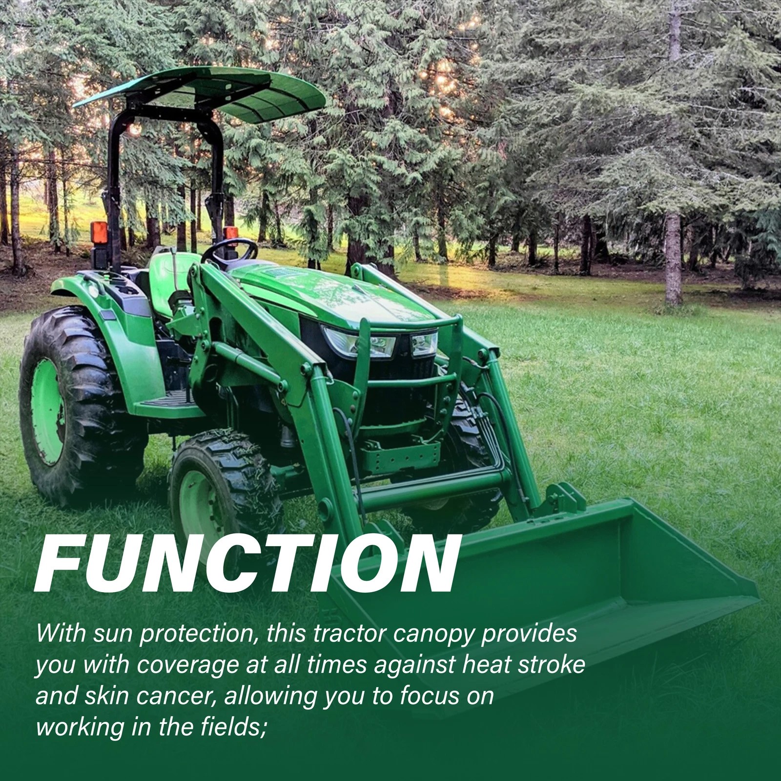Green Tuff Top Tractor ROPS Canopy 52″ X 52″ For Tractor Mowers Umbrella