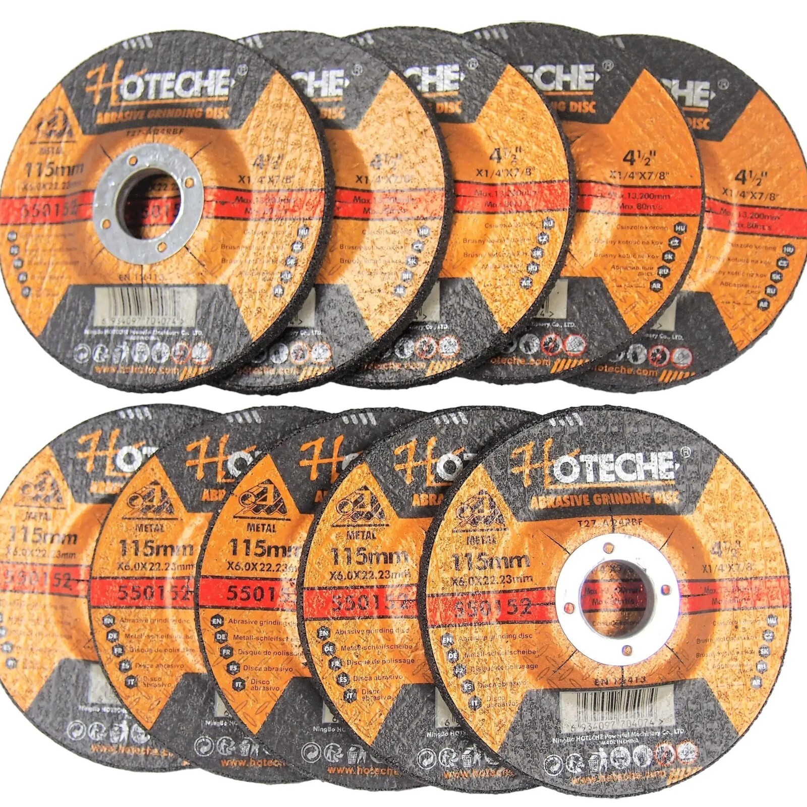 10 PC Metal Grinding Wheels Angle Grinder Disc 4-1/2″x1/4″x7/8″ 550152