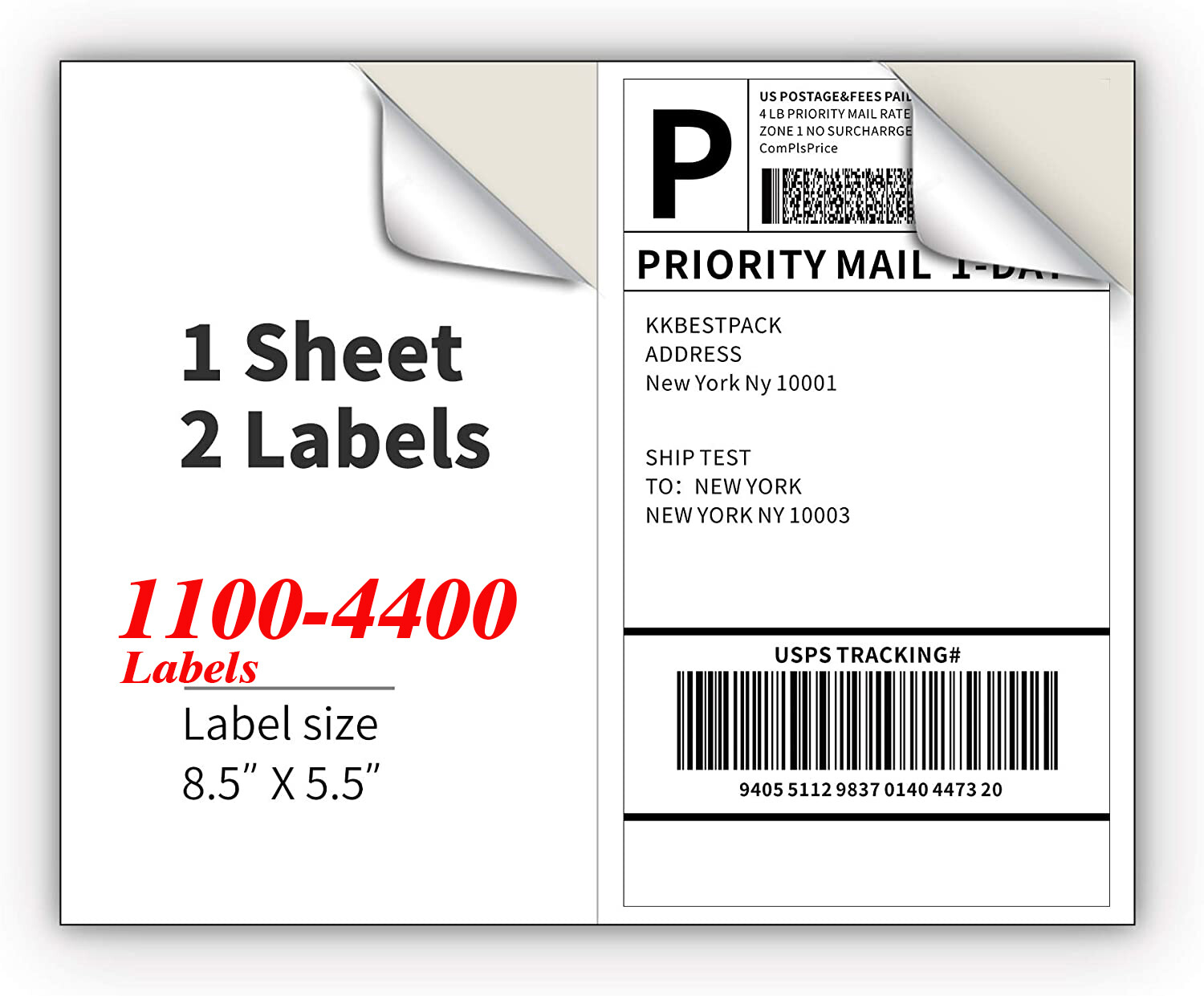Shipping Labels 2 Per Sheet 8.5 x 5.5″ Half Sheets Blank Self Adhesive 220-11000