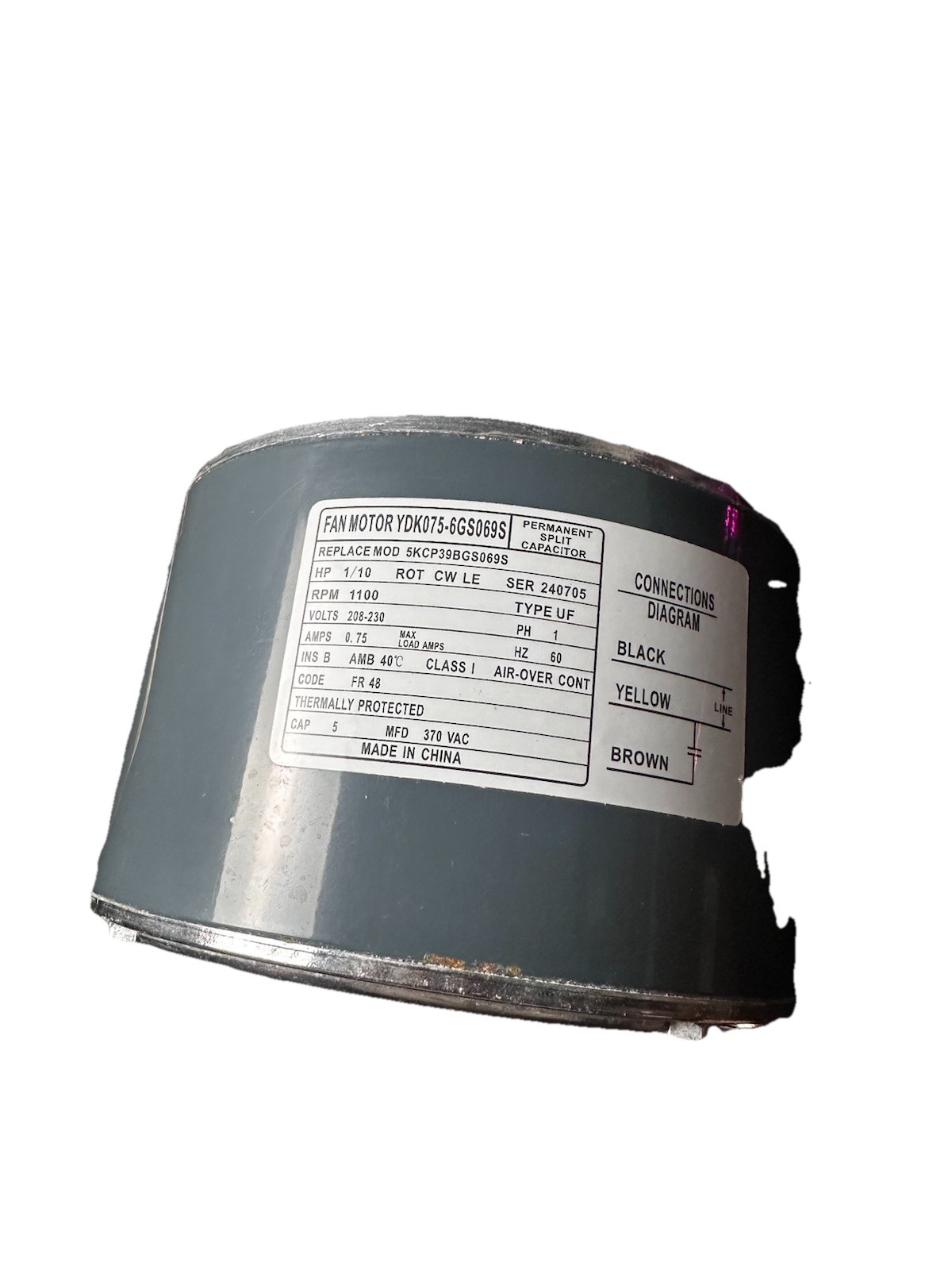 5KCP39EGS070S Condenser Fan Motor OEM Standard-1/4 HP 208-230V 1100 RPM