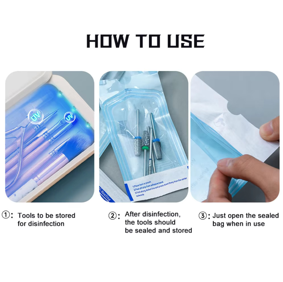 200*Self Sterilization Pouches Disposable Pouch Sterilizer Bags Self-sealing Bag