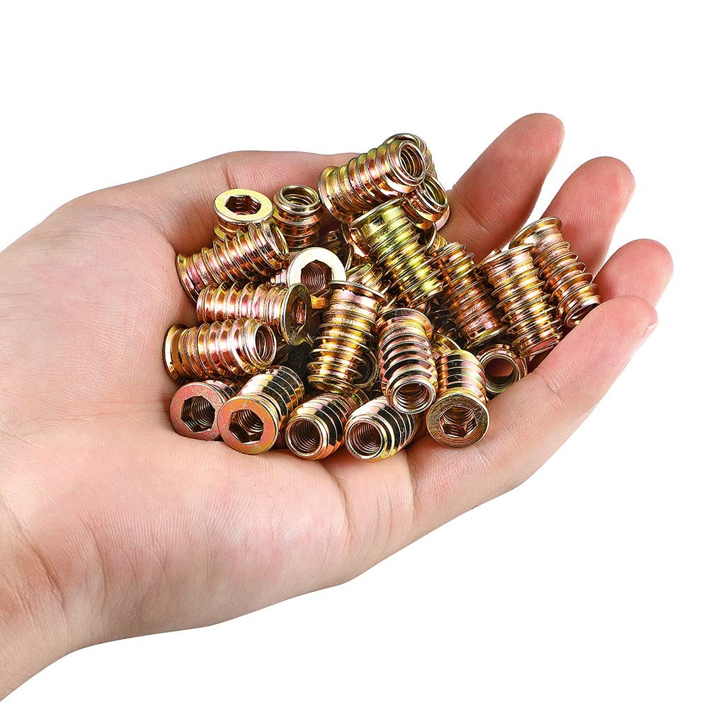 PGMJ 200 Pcs Threaded Inserts for Wood – One Size, 200 1/4″-20 x 20mm