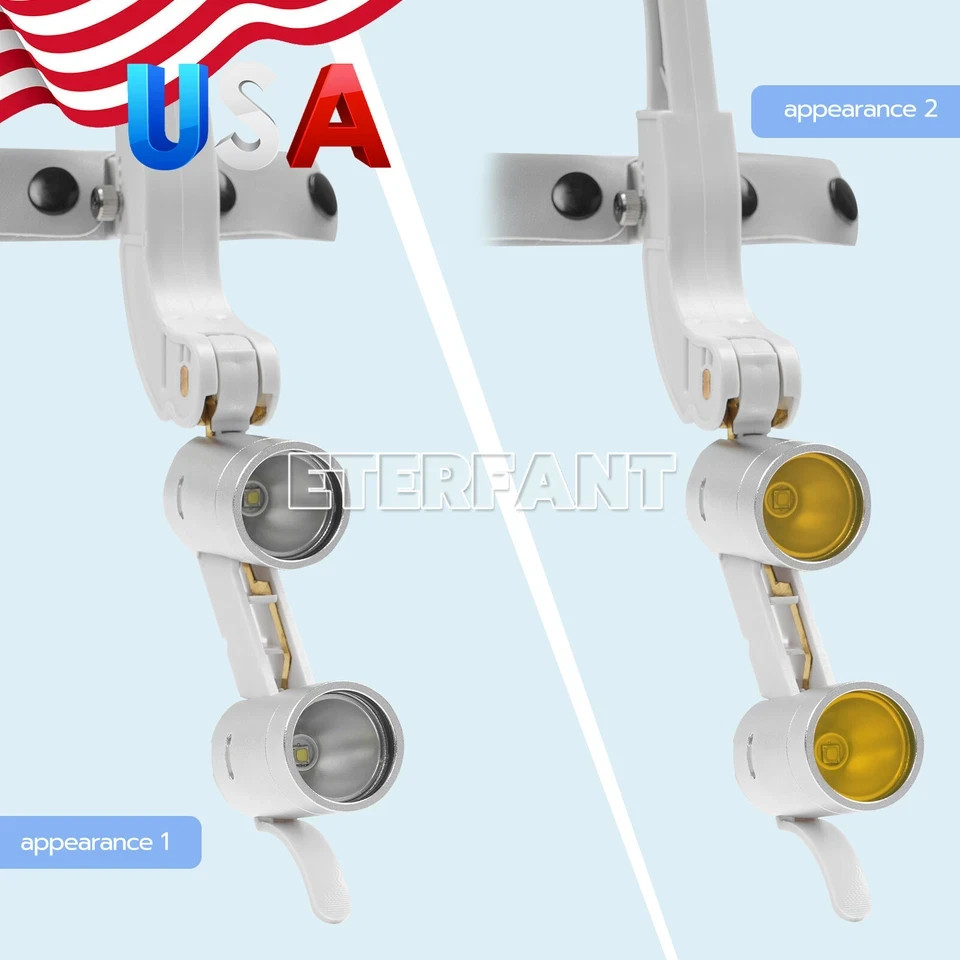 ETERFANT 3.5X Dental Headband Binocular Loupes 5W Dual LED Head Light 2Leds Blue