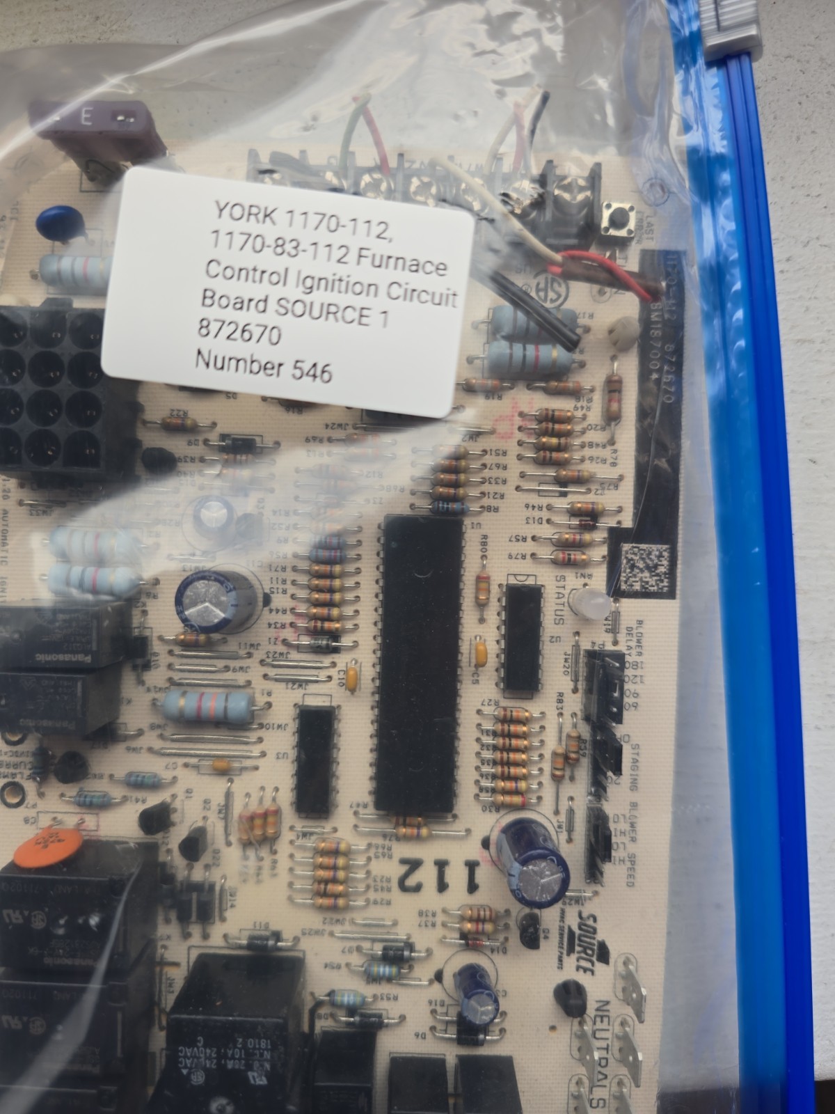 York Furnace Control Board Ignition Circuit Source1 1170-112,1170-83-112.Num#546