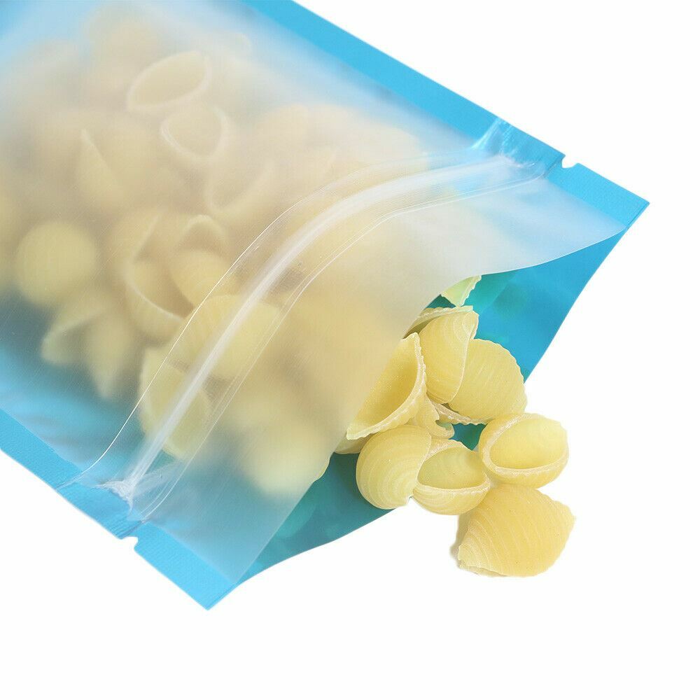 5x7in Matte Clear Front Blue Back Mylar Stand up Zip Lock Pouch Bag w/ Machine