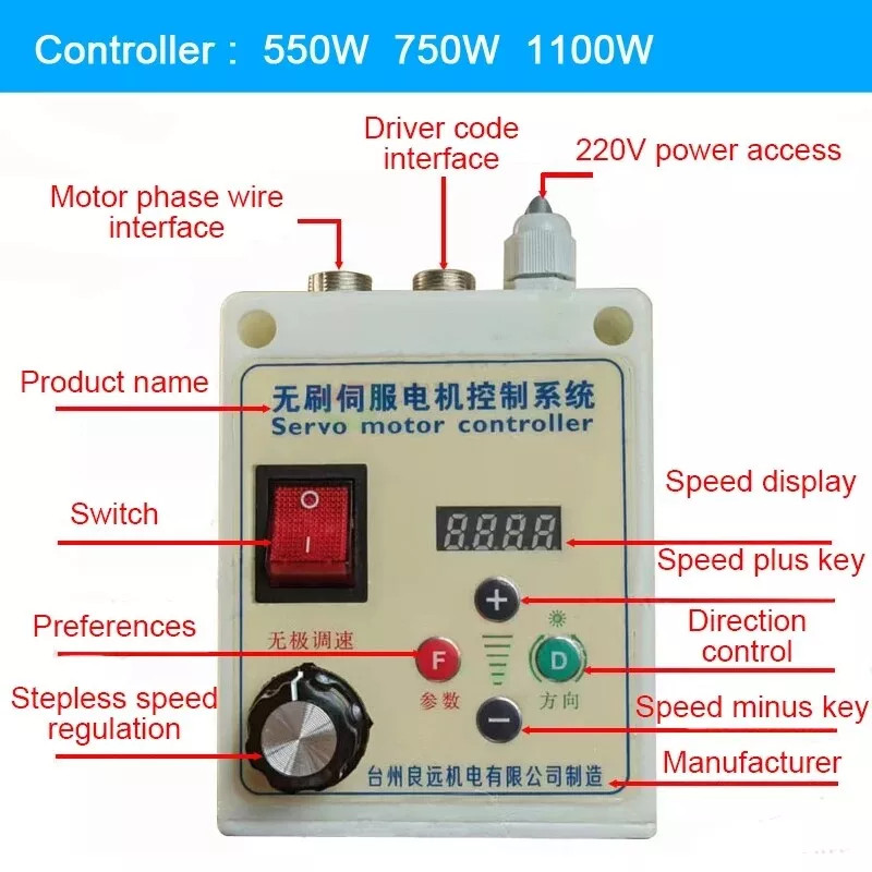 【US】550W 750W 2200W AC Brushless Servo Motor With Speed Drive CNC Controller Kit