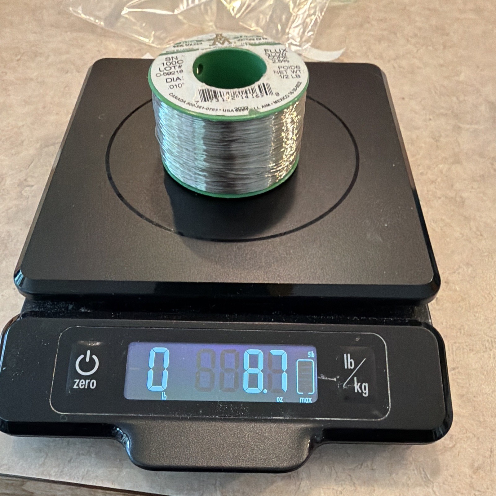 AIM SN100C No Clean Flux Core Solder Wire 0.010 in 1/2 lb Spool