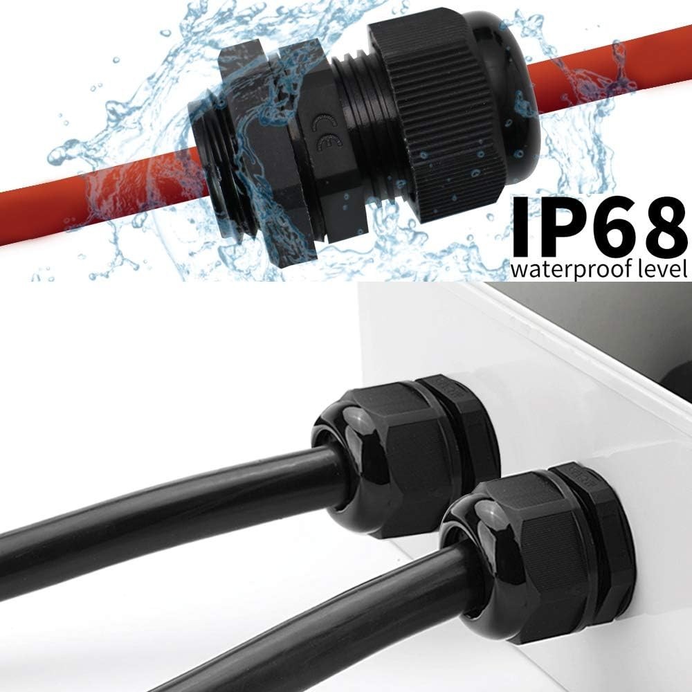 Versatile Nylon Cable Glands Kit 38pcs Waterproof for Indoor and Outdoor Use