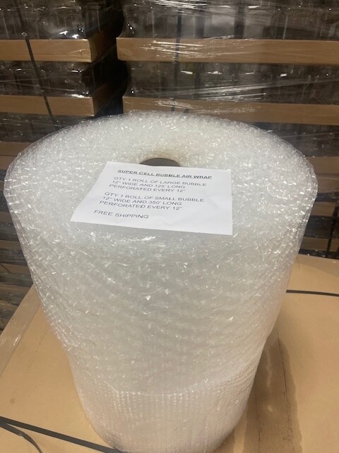 Small and Large Bubble Cushioning Wrap Combo Pack 125′ large and 350′ small