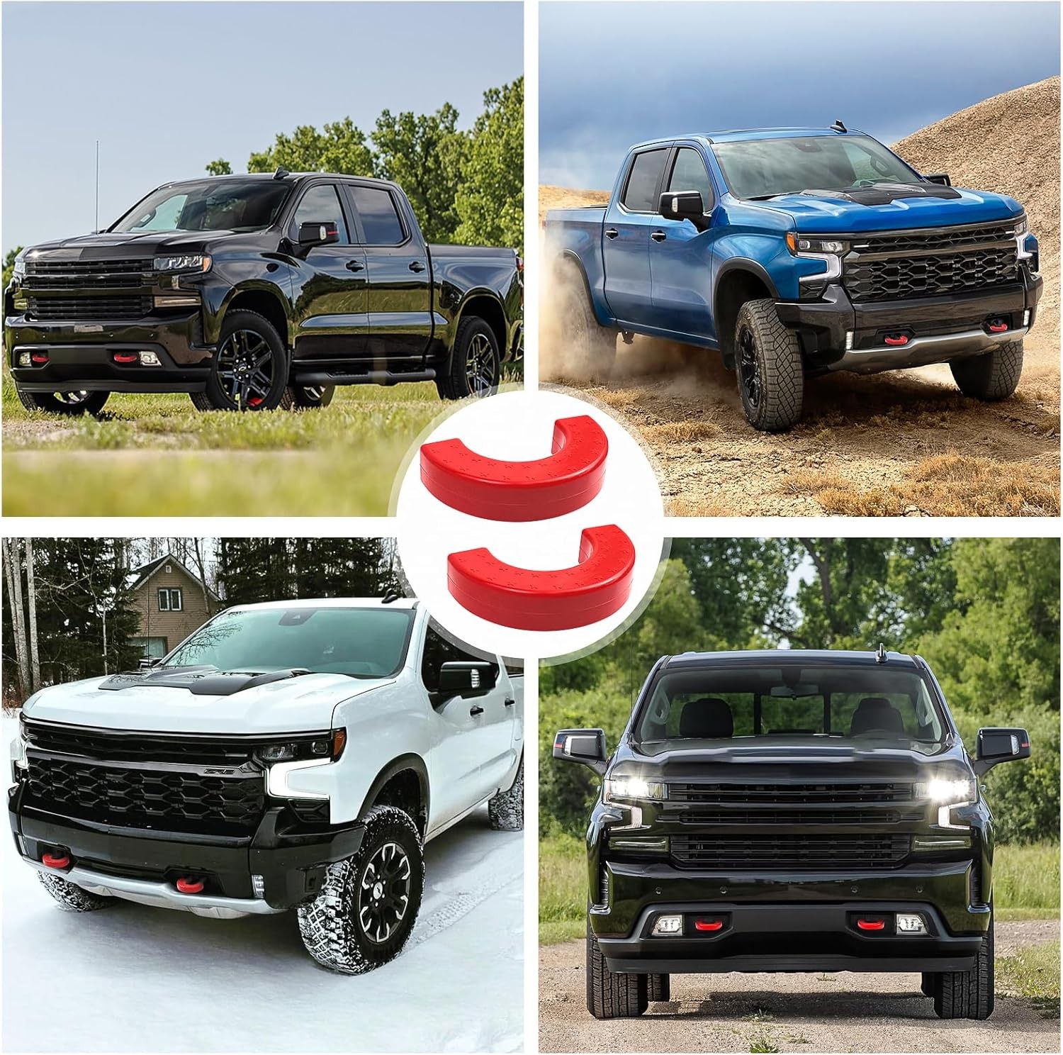 Peleus Tow Hook Covers for Chevy Silverado For 2007+, Red