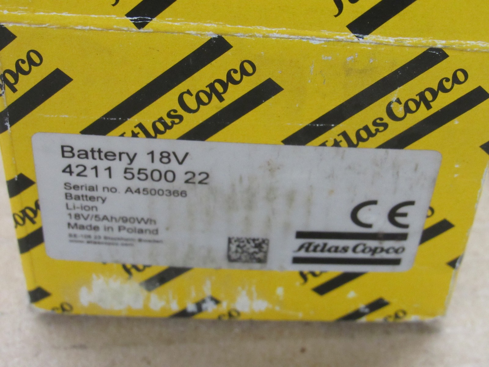 Atlas Copco 4211550022 18 volt 5AH 90WH Li-ion battery 4211 5500 22
