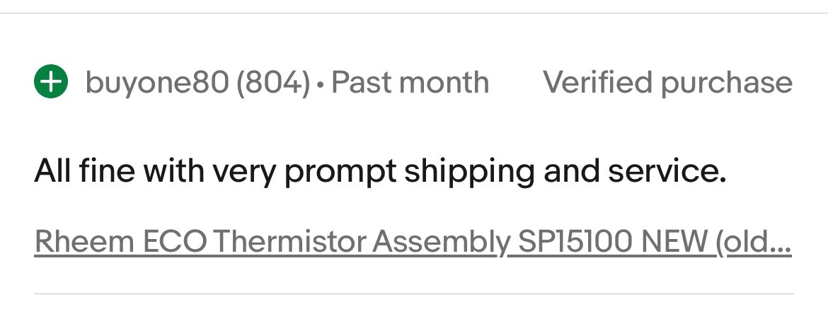Rheem ECO Thermistor Assembly SP15100 NEW (old stock) Qty-1 Free Same Day Ship!