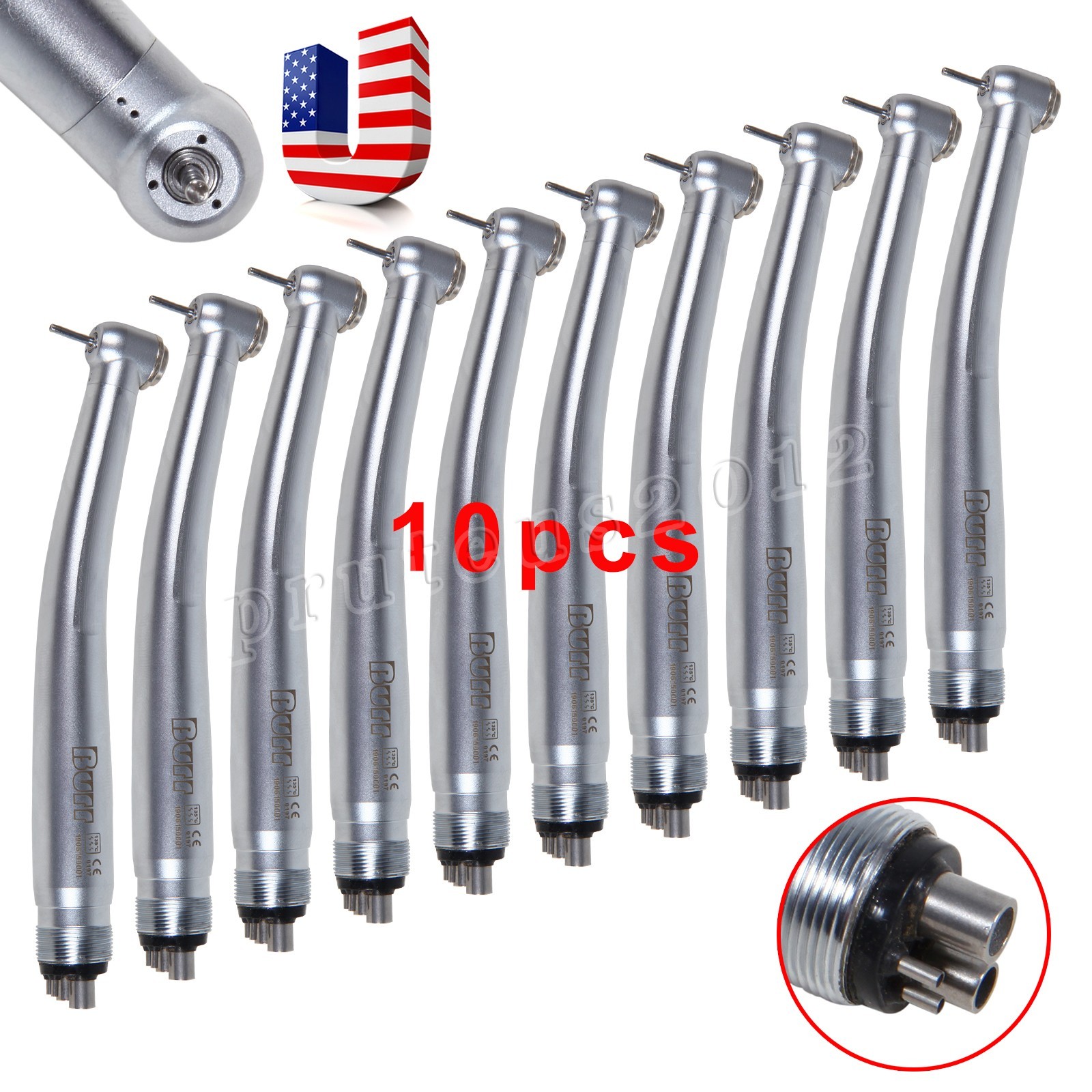 10pcs NSK PANA MAX Style Dental High Speed Handpiece Turbine Push Button 4 Hole