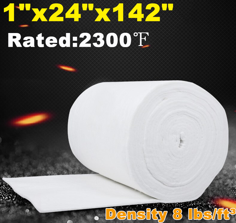 1″ Ceramic Blanket 24″x142″ Ceramic Fiber Blanket Insulation Thermal Rated 2300F