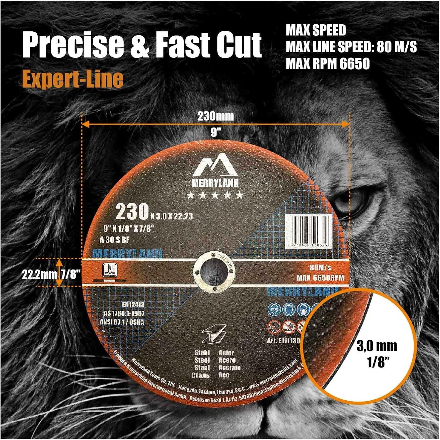 Cut Off Wheel 9 inch for Angle Grinder, Metal Cutting Wheel 9 X 1/8 X 7/8 25 Pck