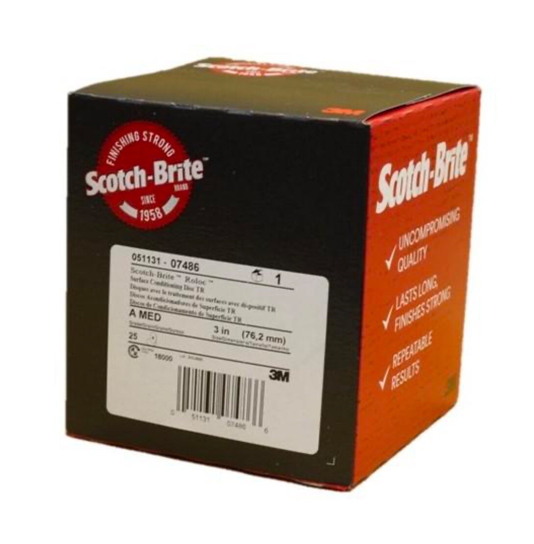 3M 07486 Scotch-Brite Roloc Surface Cond. Disc, 3″ 7486 MEDIUM Grit-NEWEST STOCK