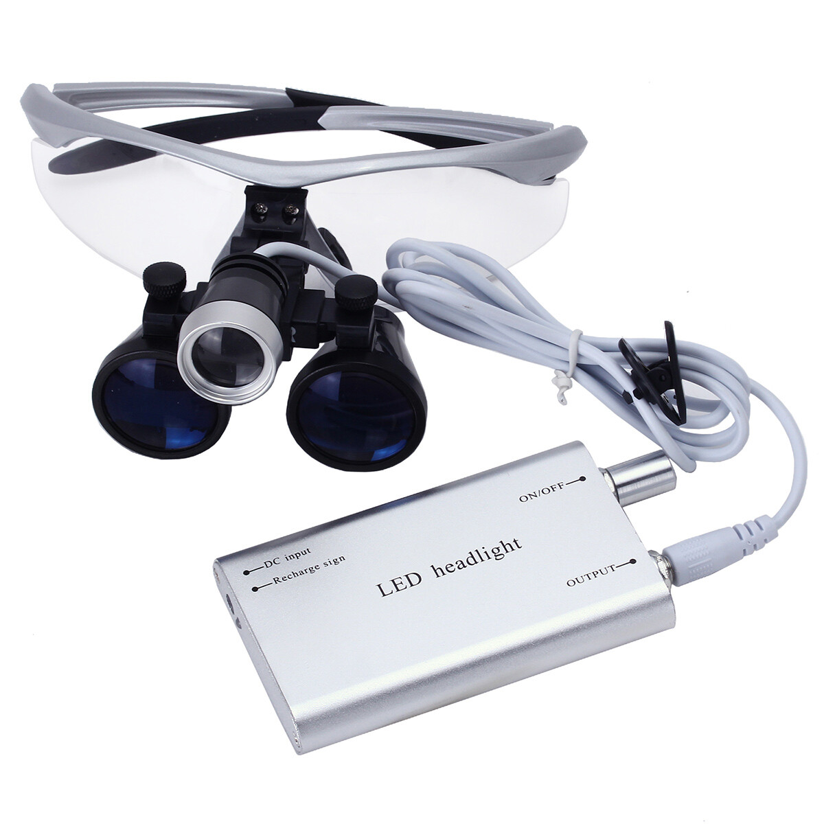 Dental Surgical Binocular Loupe Magnifier Glasses Dentisit 3.5X-R LED Head Light
