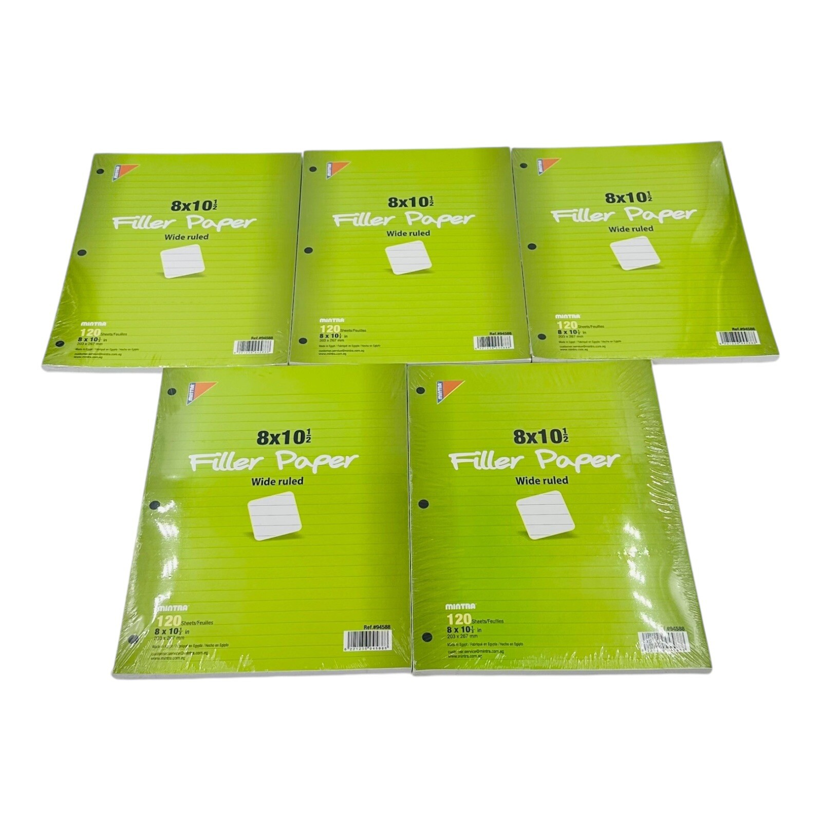 5 Packs Loose Leaf Filler Paper 3 Hole Punch 8 x 10.5 Wide Rule 120 Sheets/Pack