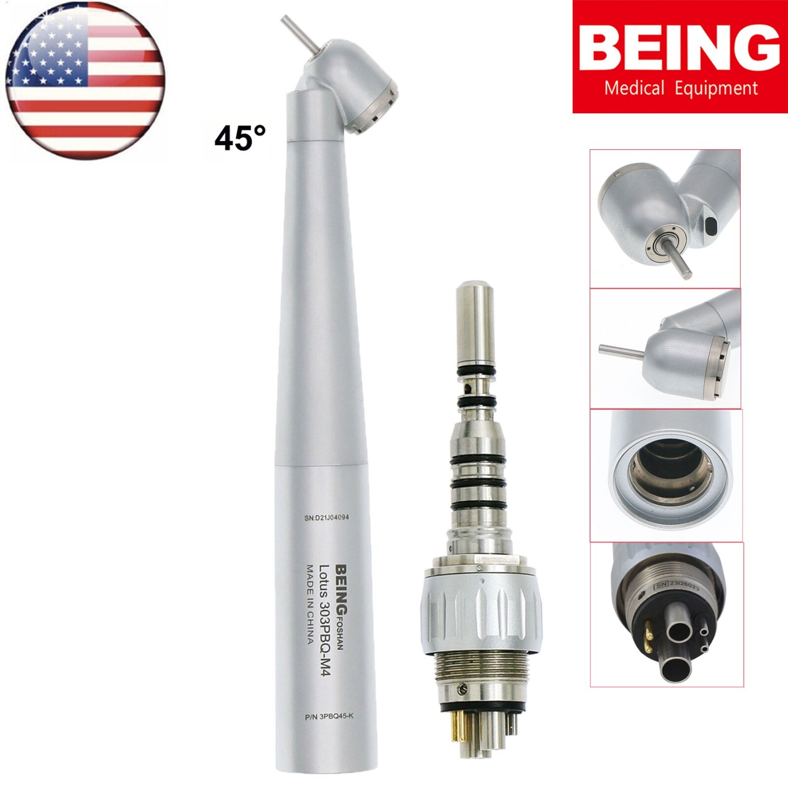 BEING Dental High Speed Fiber Optic Turbine Handpiece fit KAVO Coupler 4/6 Holes