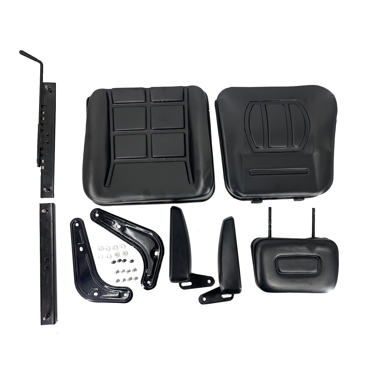 High Back Tractor Seat Suspension Lawn Mower Seat with Armrest & Slidable Track