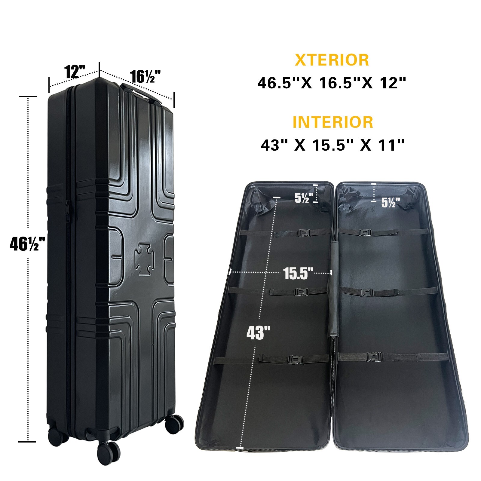 Trade Show Hardcase Wheeled Shipping Box Interior Dimensions: 43″ x 15″ x11″