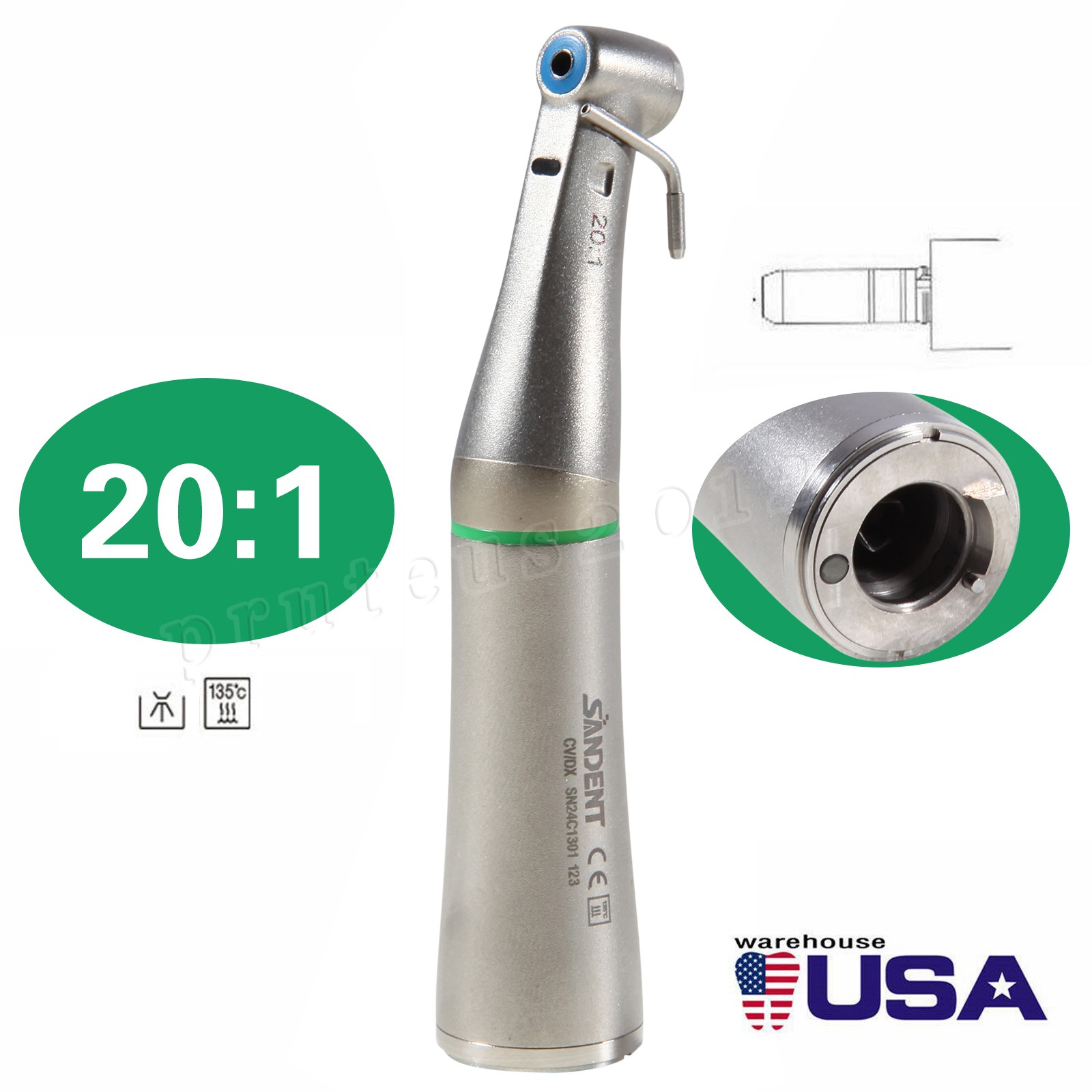 SANDENT Dental Surgery 20:1 Implant Low Speed LED/ Contra Angle Handpiece