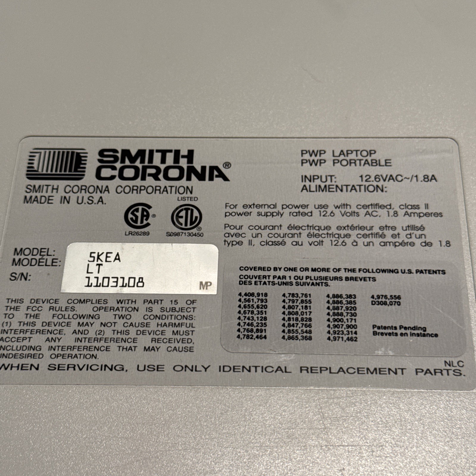 Smith Corona PWP 8000 LT Laptop Personal Word Processor Tested Working