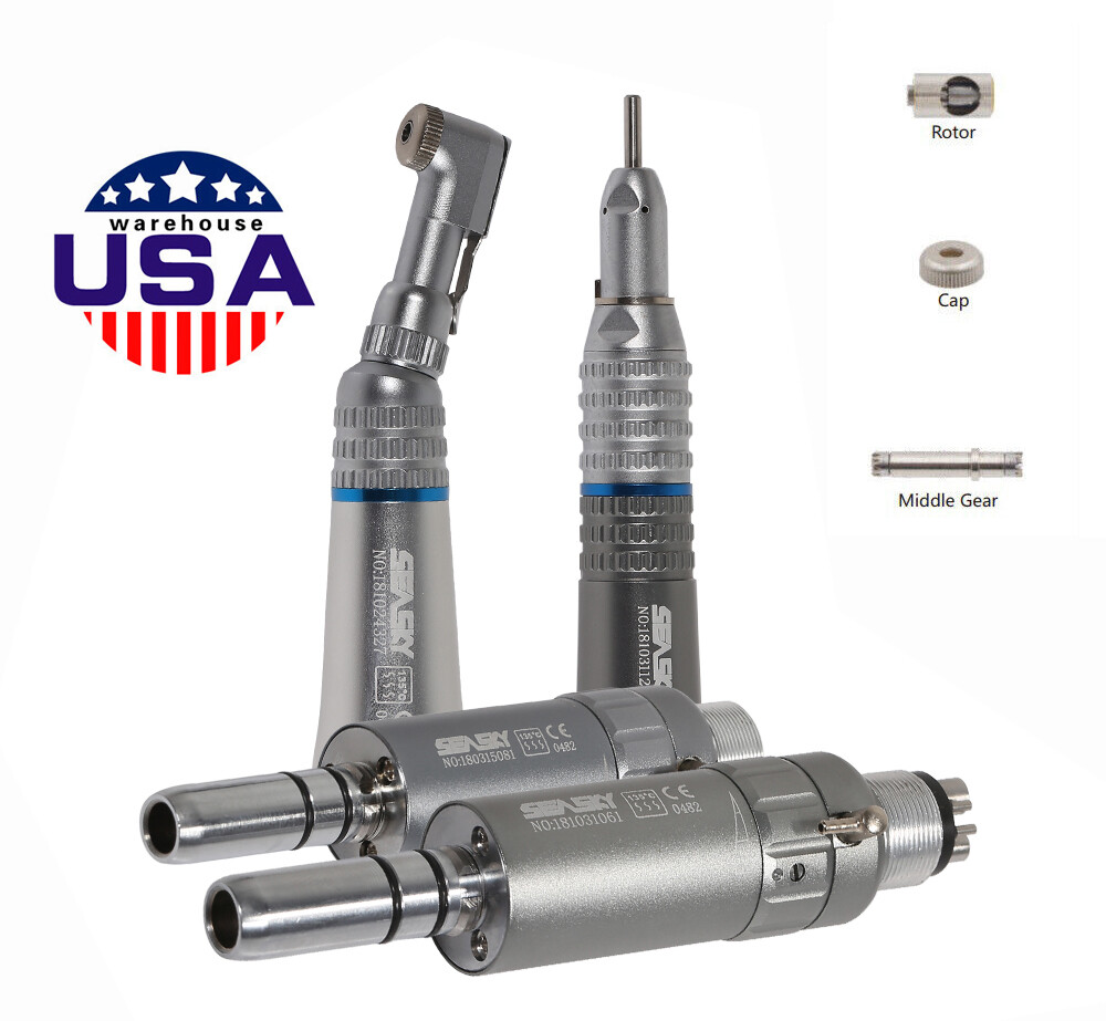 NSK Style Dental Latch/Push Slow Speed Handpiece Contra Angle Air Motor 2/4Holes