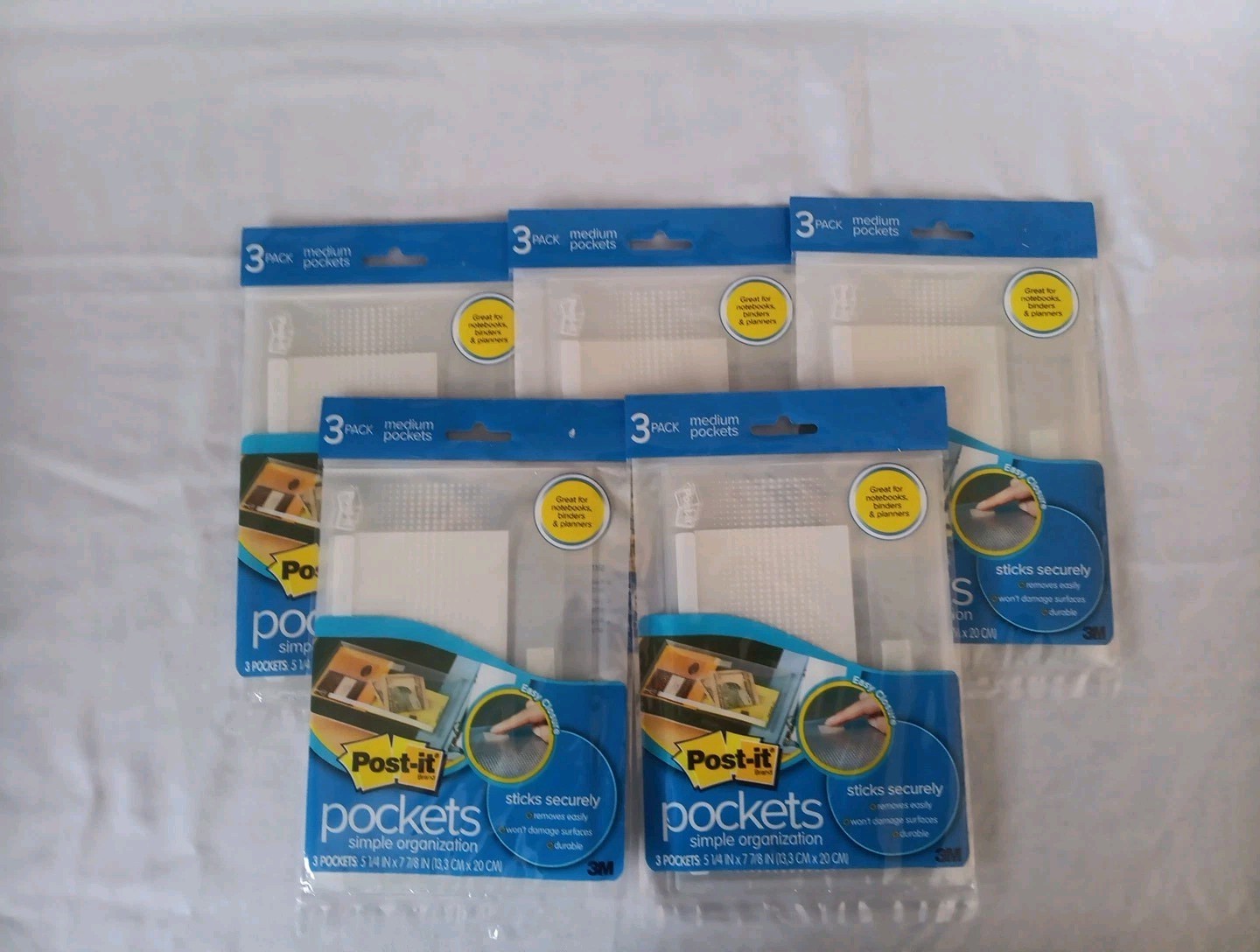 5 Packs Post-it Pockets Simple Organization 3 Pack Letter Bill Receipt 3M New
