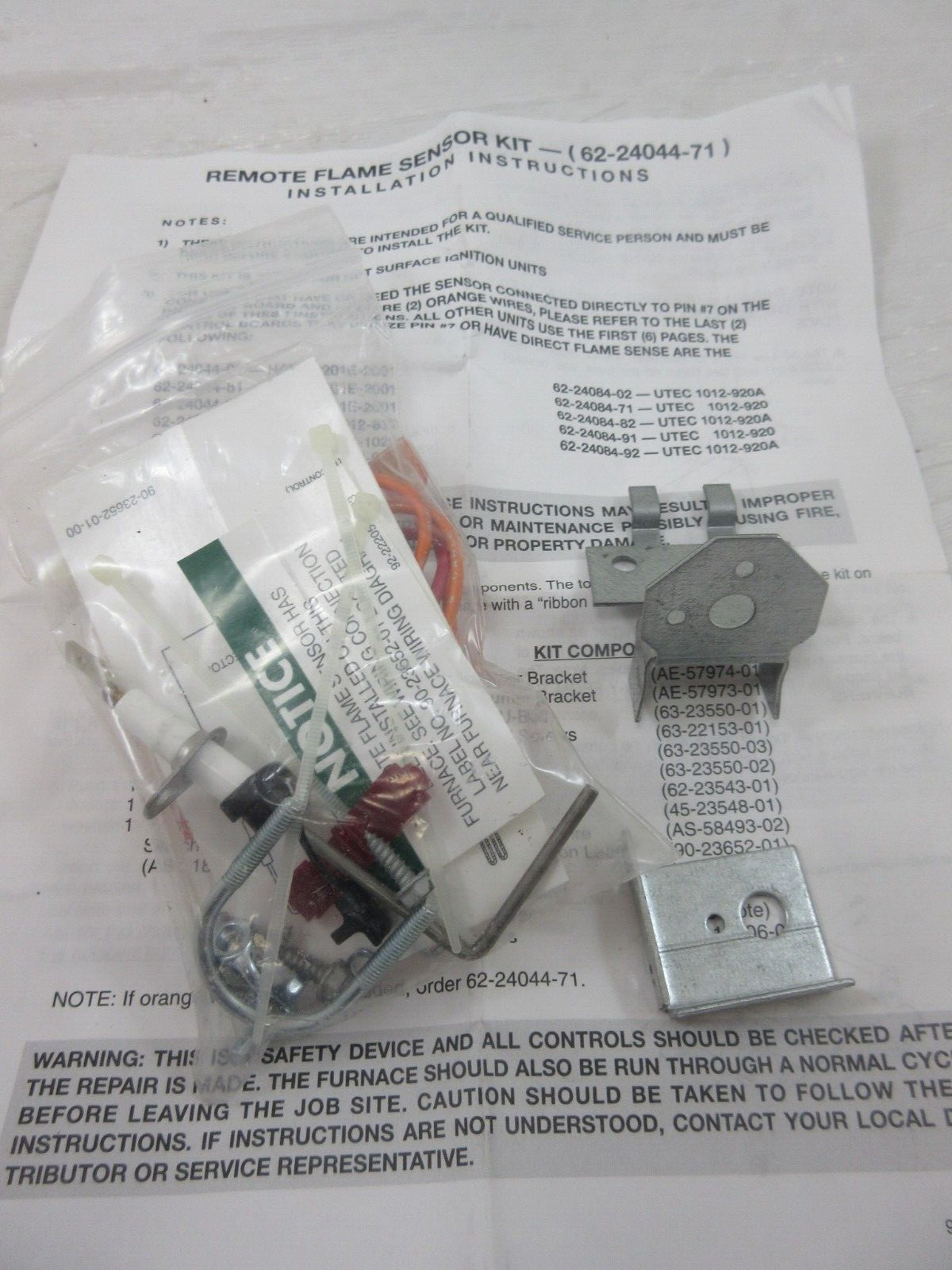 RHEEM RUUD WEATHER KING 62-24044-71 62-23543-01 PSE RH8 REMOTE FLAME SENSOR