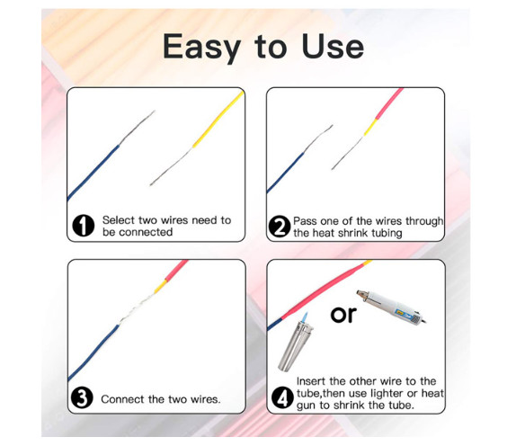 Heat Shrink Cable Wire Tubing Tube Sleeve Electrical Wrap 5 pcs FREE SHIPPING