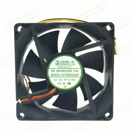 1PC YOUNG LIN 8025 8CM DFS802524D 24V 0.18W 3-wire inverter cooling fan