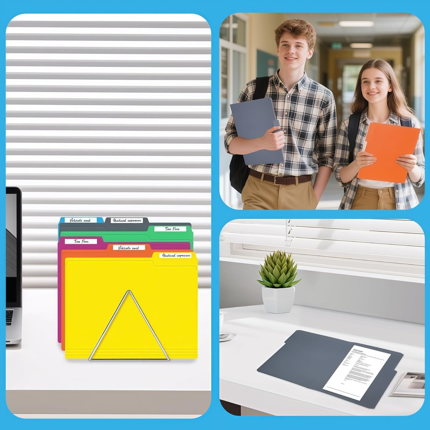 120 Pack Colored File Folders Letter Size 1/3 Cut Tab Assorted Colors