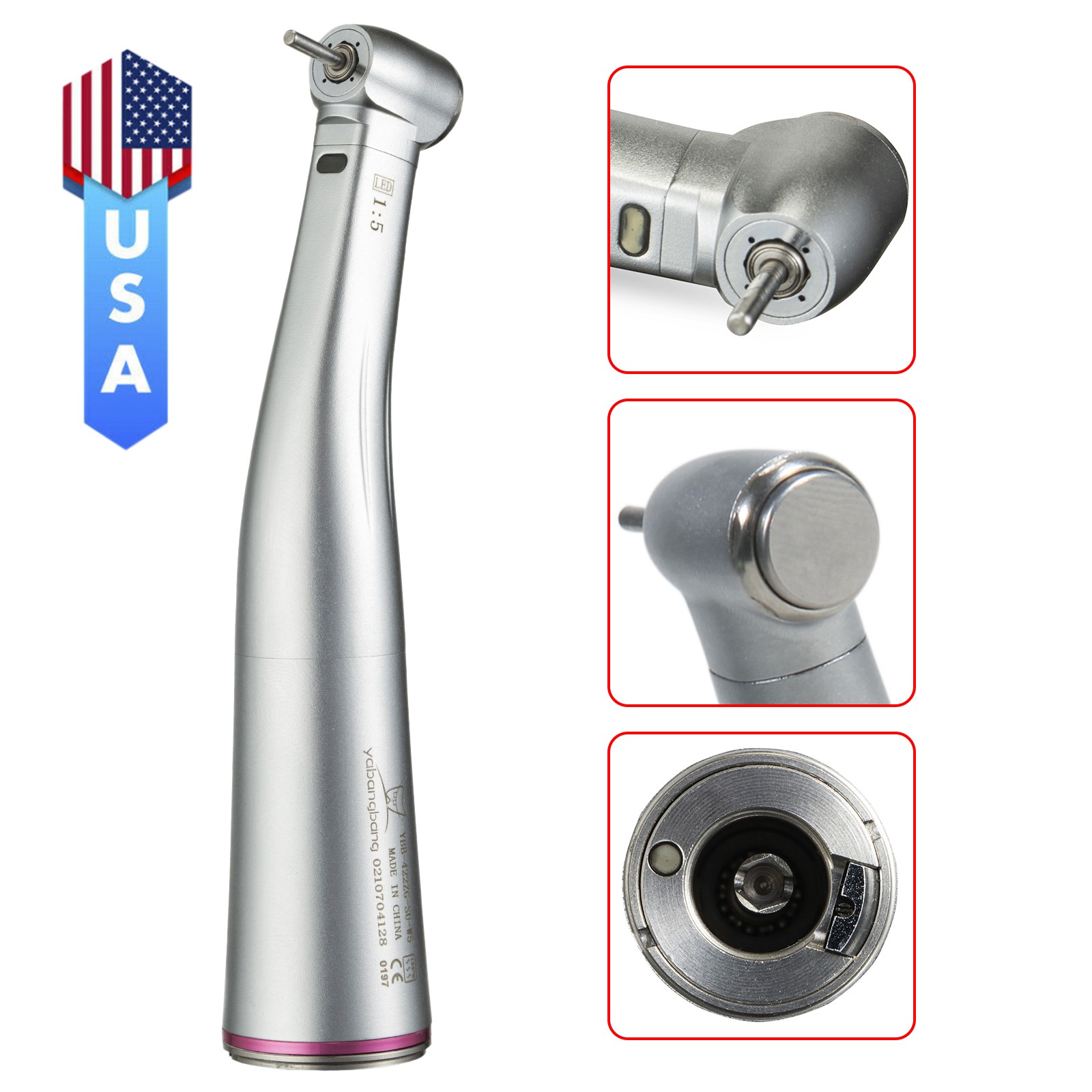 SEASKY Dental High Speed Handpiece /1:5 Increasing Electric Contra Angle Red ds