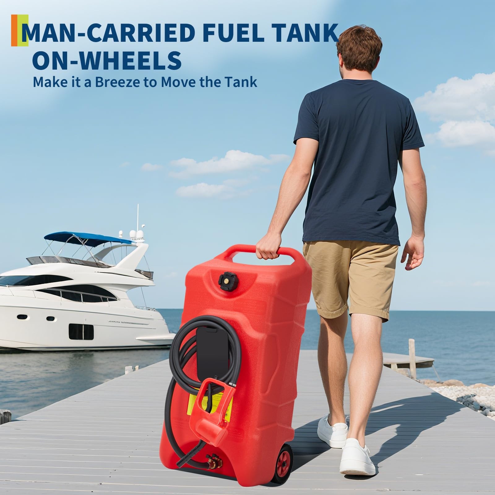 16 Gallon Gas Caddy Heavy-Duty Gas Can Fuel Caddy with Manual Fuel Transfer Red