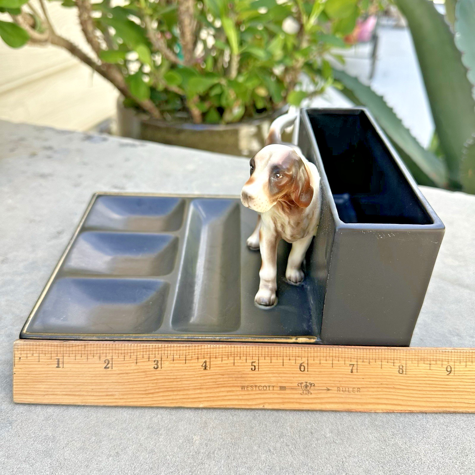 VTG Mid-Century Porcelain English Setter/Pointer Hunting Dog Dresser Valet Japan