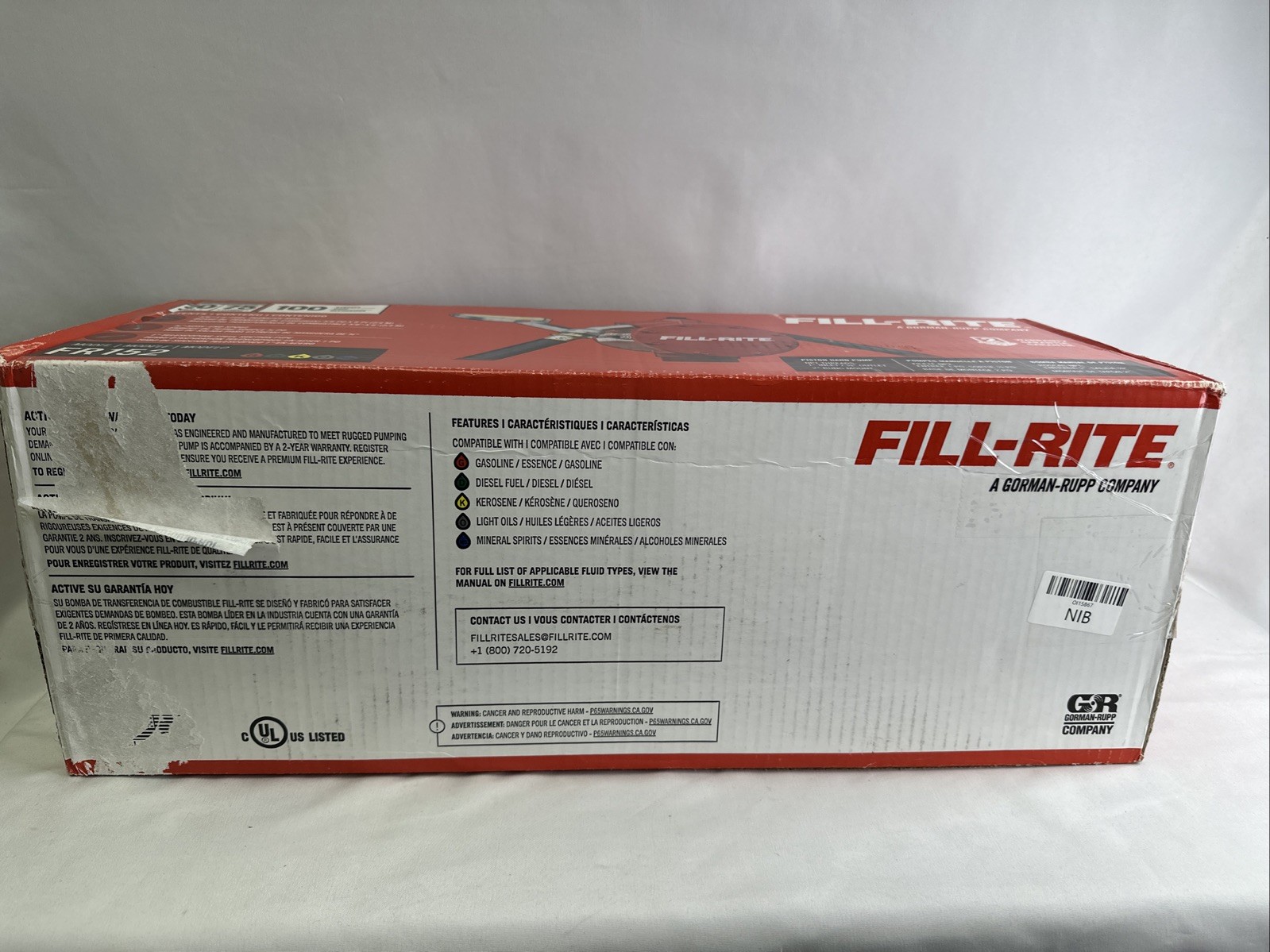 Fill-Rite FR152 Piston Hand Pump with Hose & Nozzle Spout, Red – New