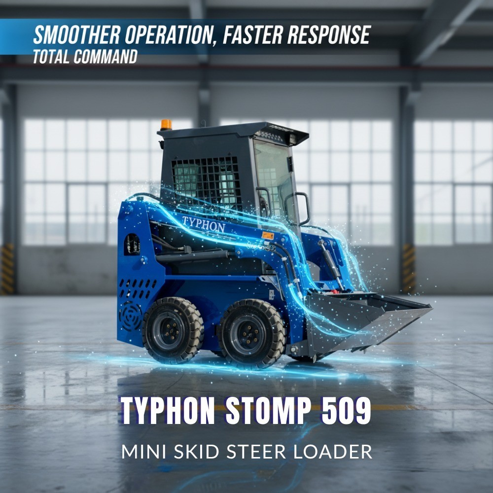 USA Stocks TYPHON STOMP 509 25HP Kubota D1105 1.4 Ton EPA Skid Steer Loader