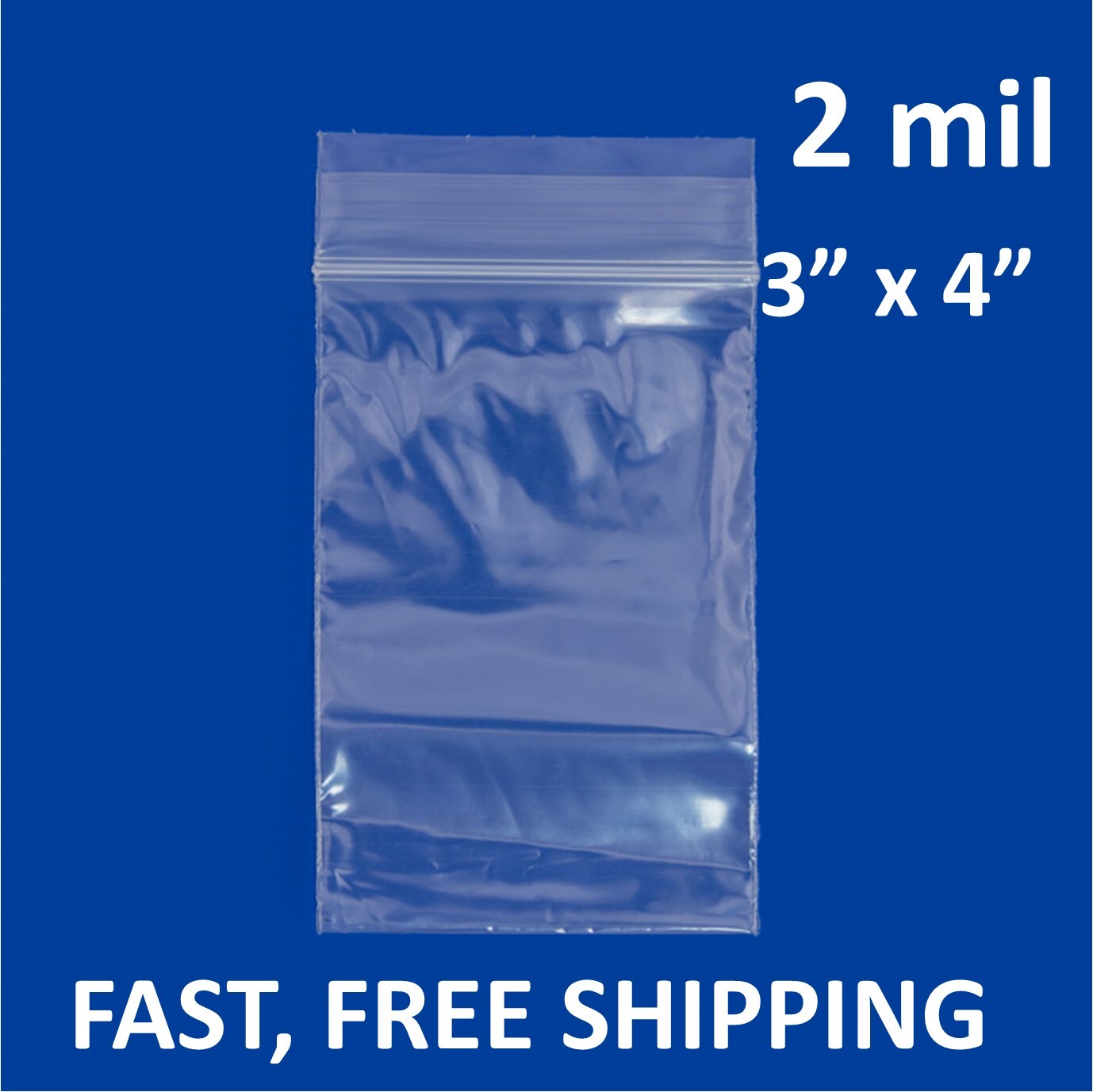 3″x 4″ CLEAR 2 MIL TOP LOCK ZIP SEAL BAGS POLY PLASTIC RECLOSABLE SMALL BAGGIES